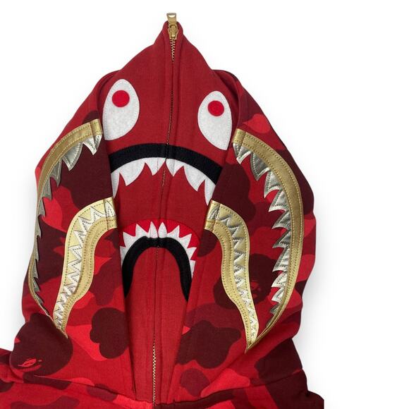 BAPE Color Camo Double Shark Full Zip Red Size S - Picture 6 of 12